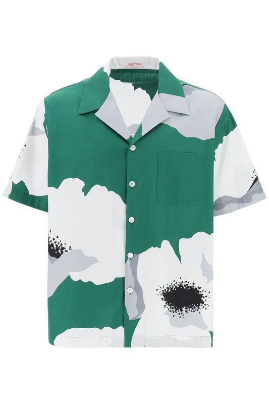 Valentino garavani "flower portrait print poplin bowling shirt"