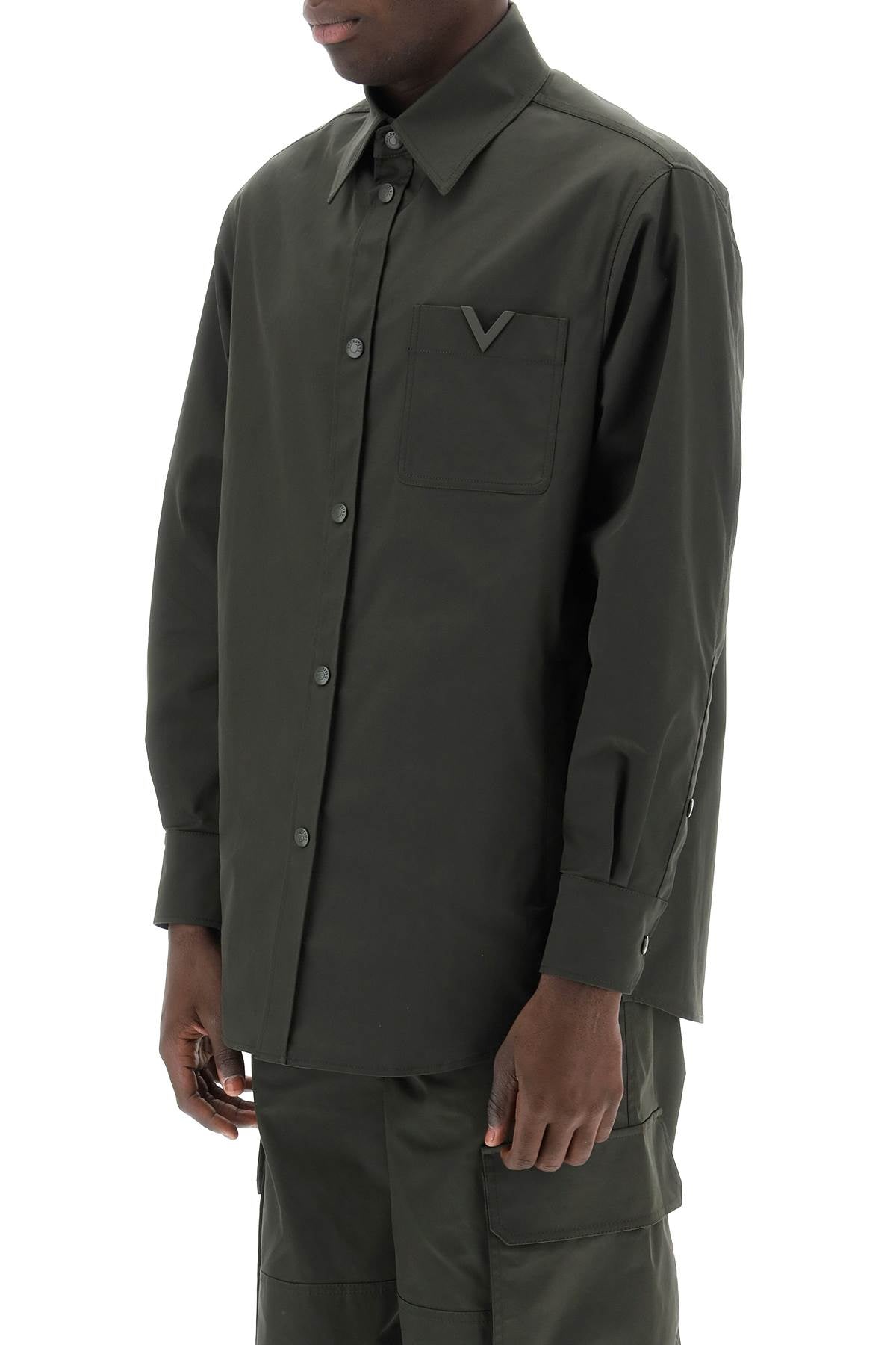 Valentino garavani snap-up overshirt in stretch nylon