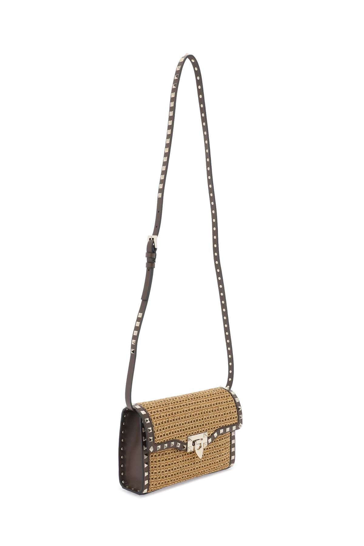 Valentino garavani raffia rockstud small crossbody bag