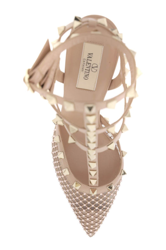 Valentino garavani mesh rockstud pumps with crystals