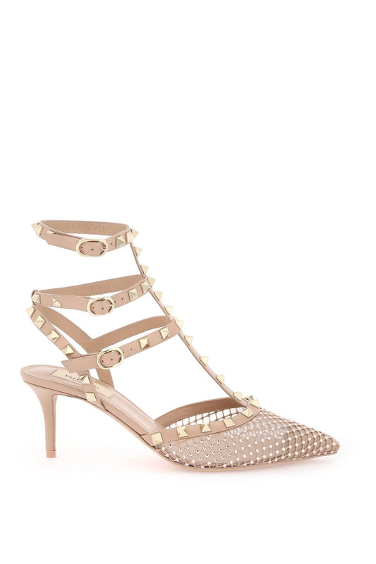 Valentino garavani mesh rockstud pumps with crystals