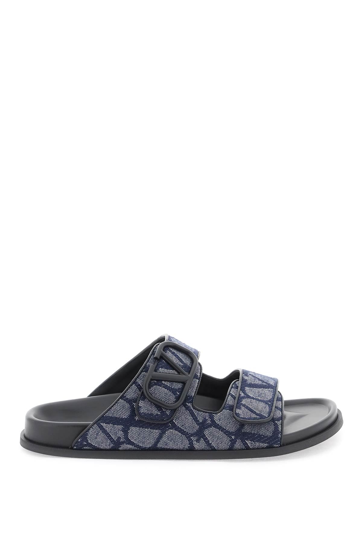 Valentino garavani denim vlogo toile iconographe slides