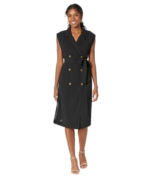 Petite Drapey Crepe Trench Dress