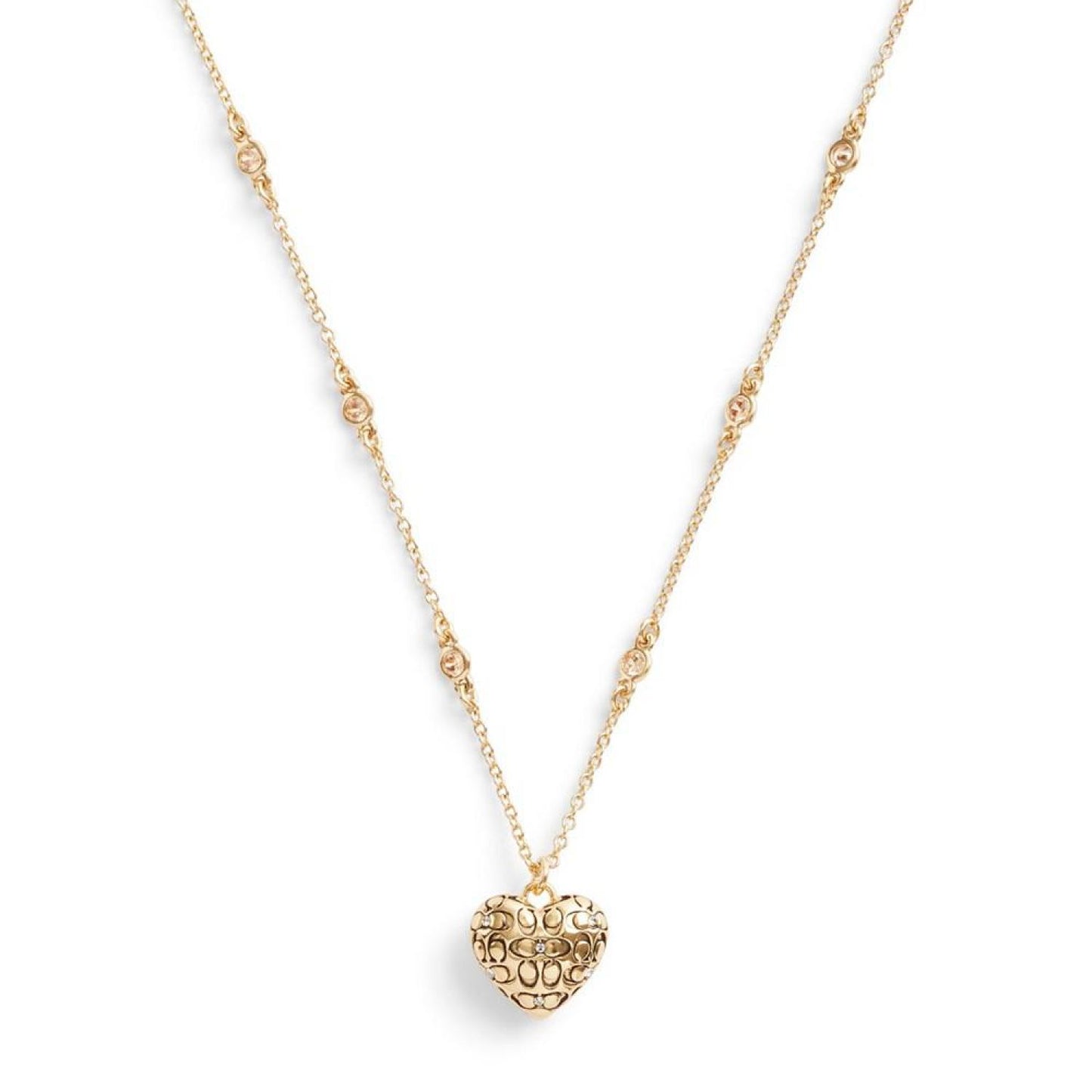 Cubic Zirconia Signature Quilted Heart Pendant Necklace