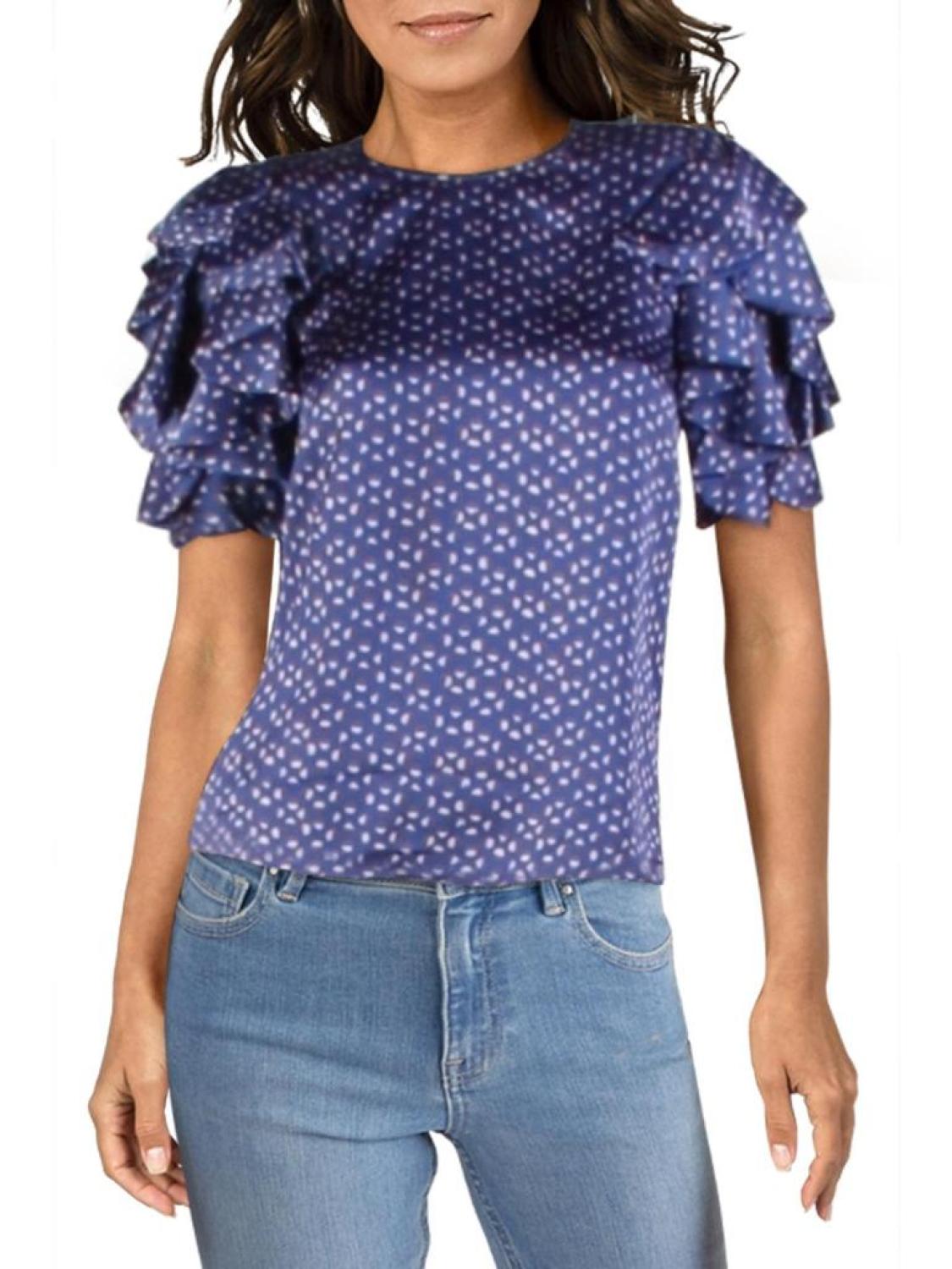 Womens Printed Ruffled Sleeves Blouse