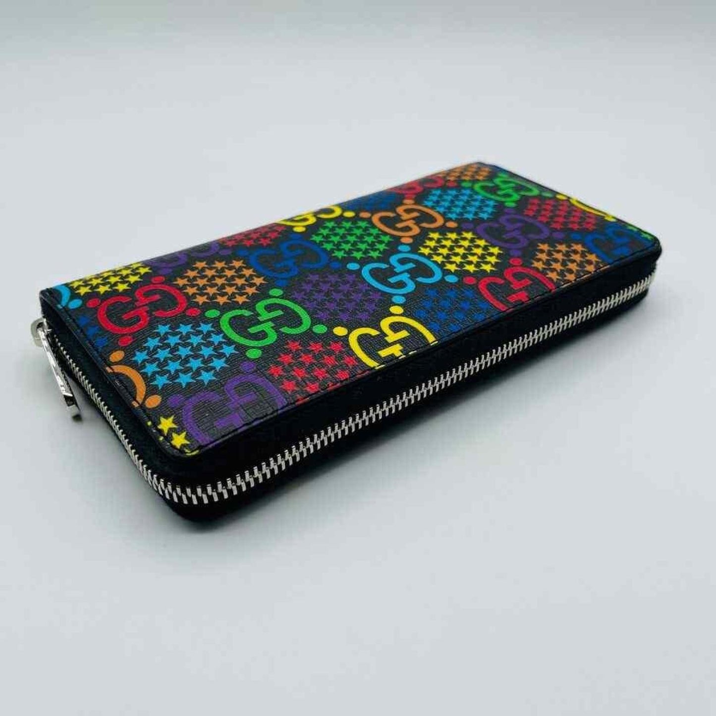 Gucci Unisex  Supreme GG Leather Psychedelic Zip Around Wallet