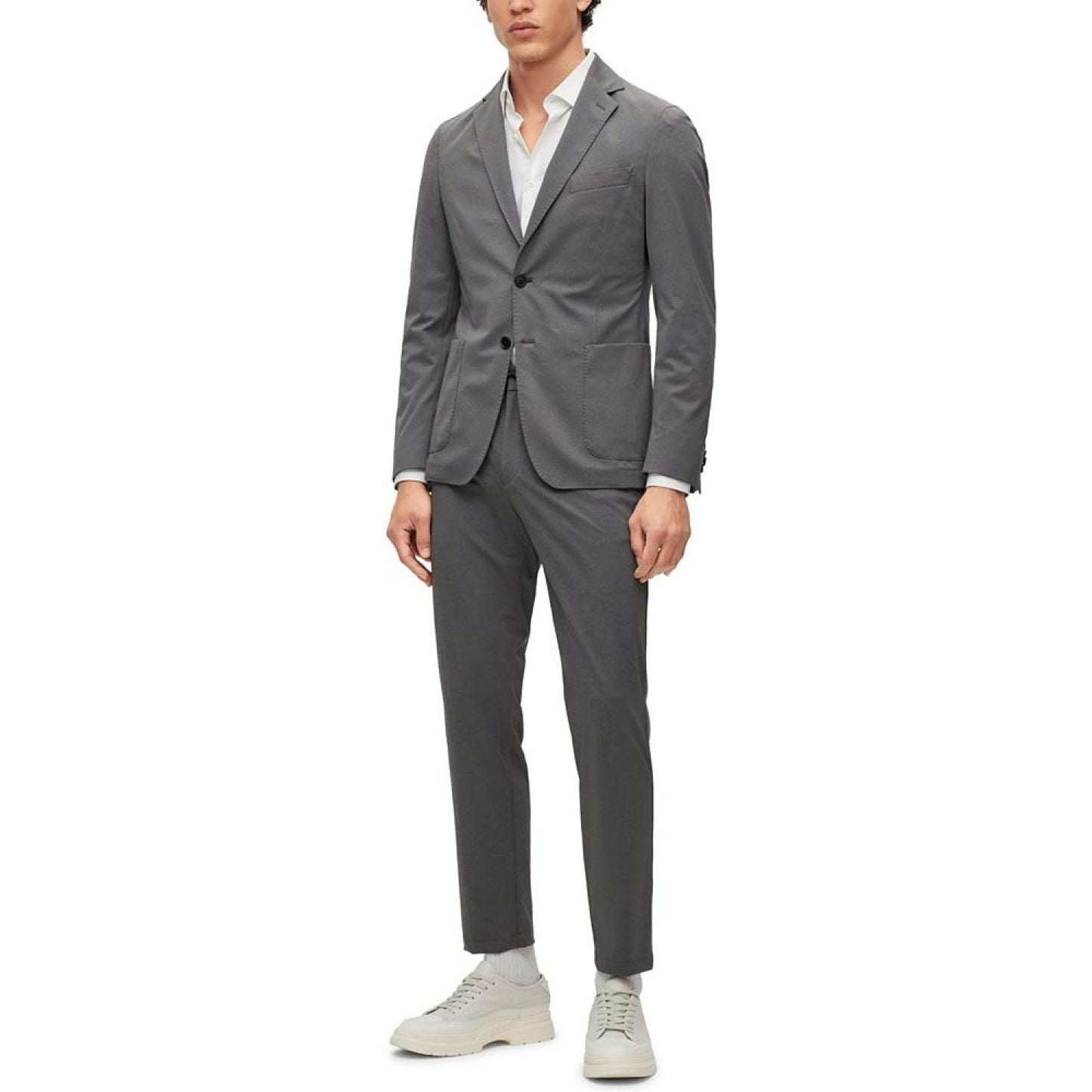 Men's Slim-Fit Jacket in Micro-Patterned Performance-Stretch Cloth