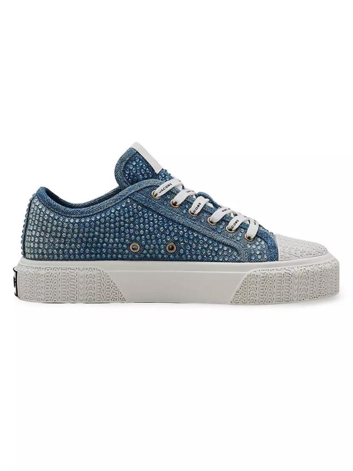 Rhinestone-Embellished Canvas Sneakers