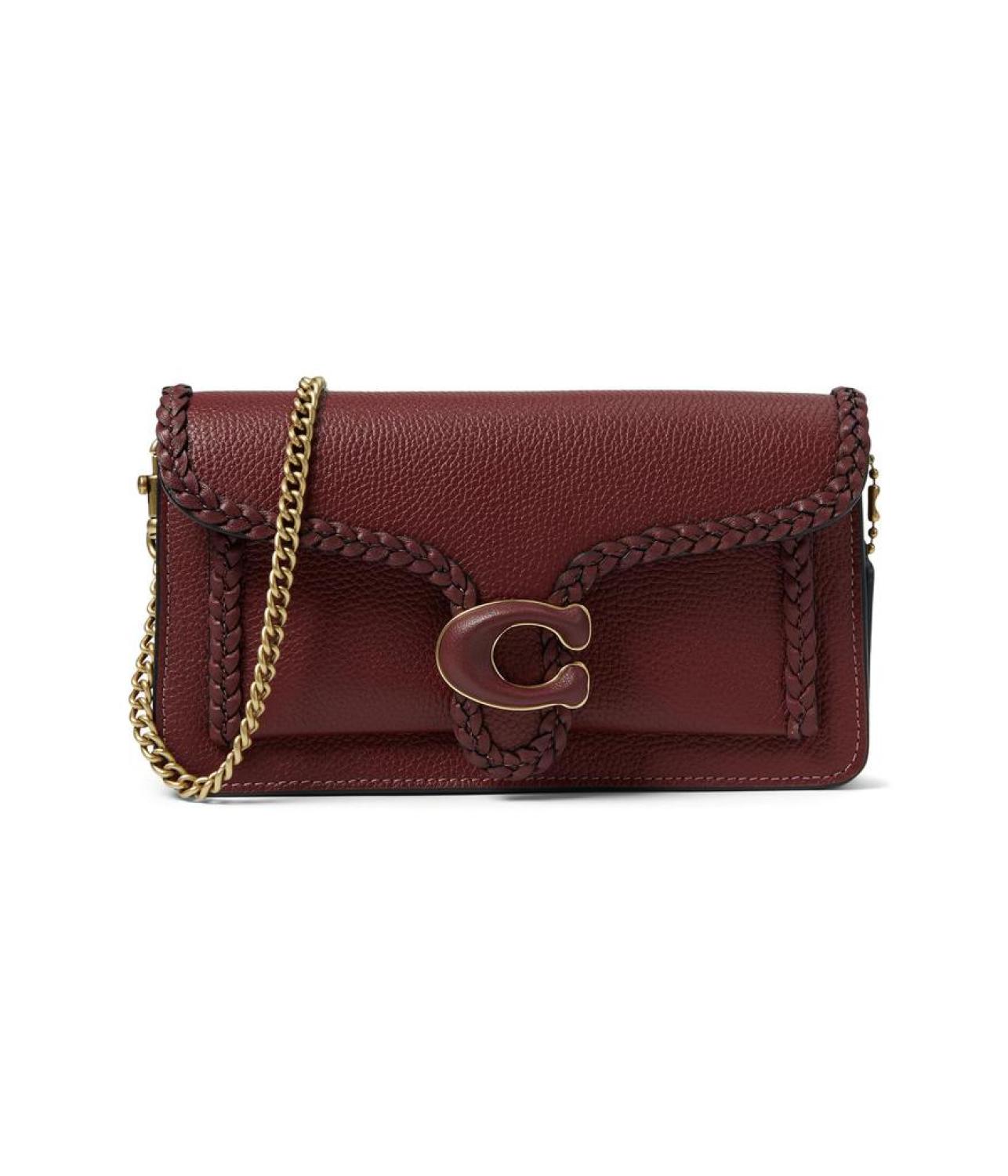 Braided Leather Trim Tabby Chain Clutch