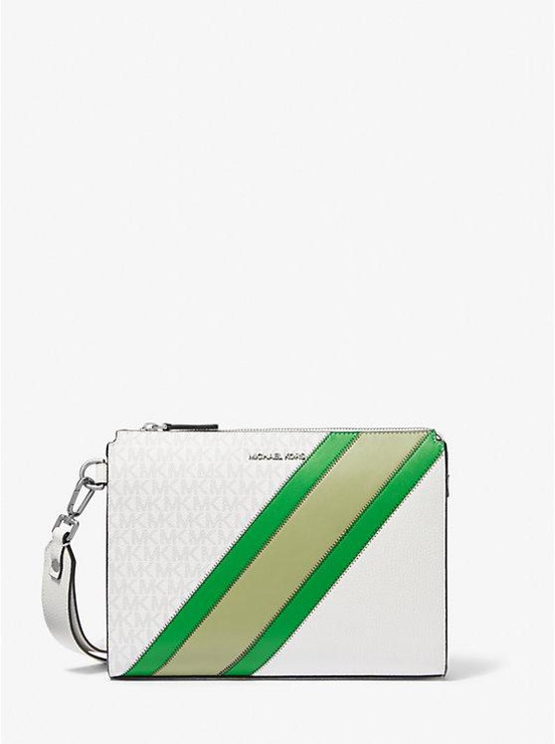 Cooper Logo Stripe and Faux Leather Wristlet