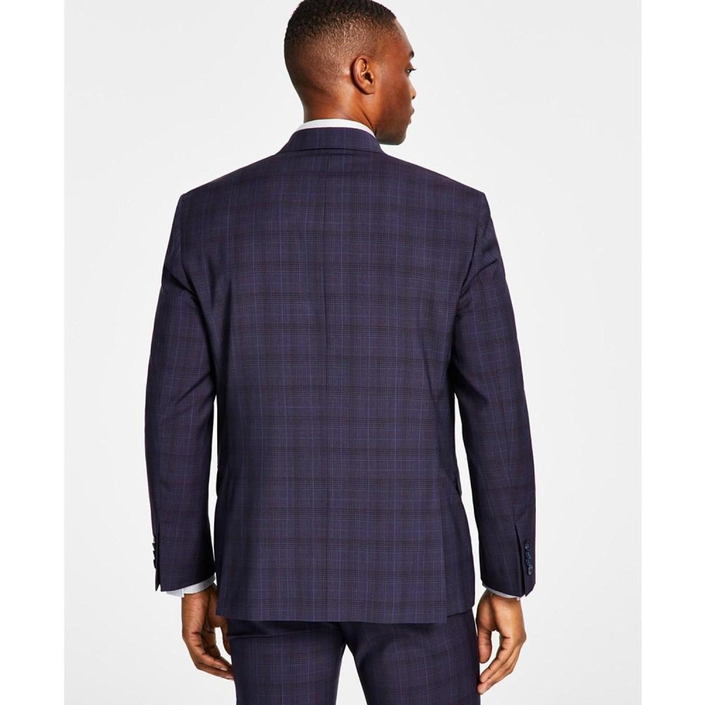 Men's Classic Fit Wool-Blend Plaid Suit Jacket