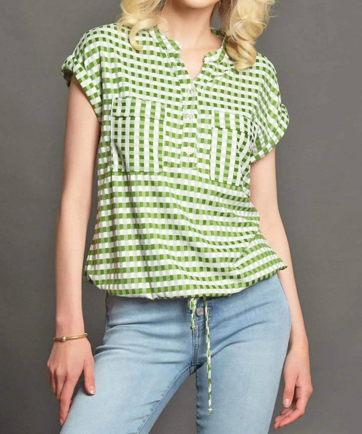 Nico Gingham Top In Green