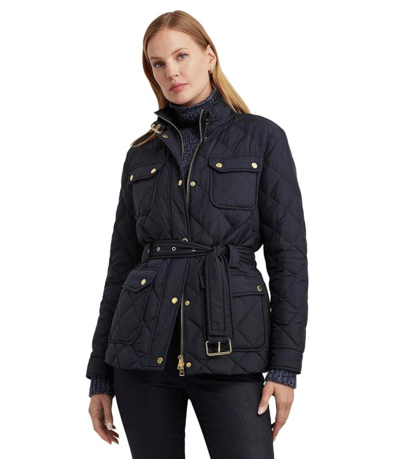 Diamond-Quilted Down Coat