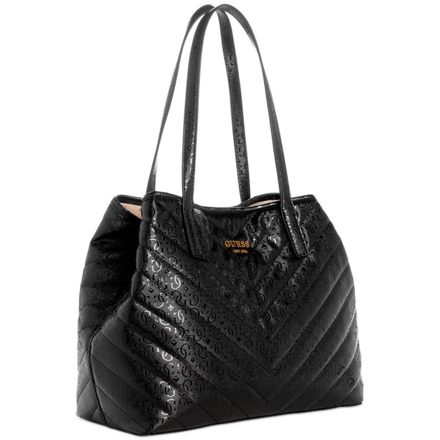 Vikky Medium Quilted Monogram Tote with Pouch