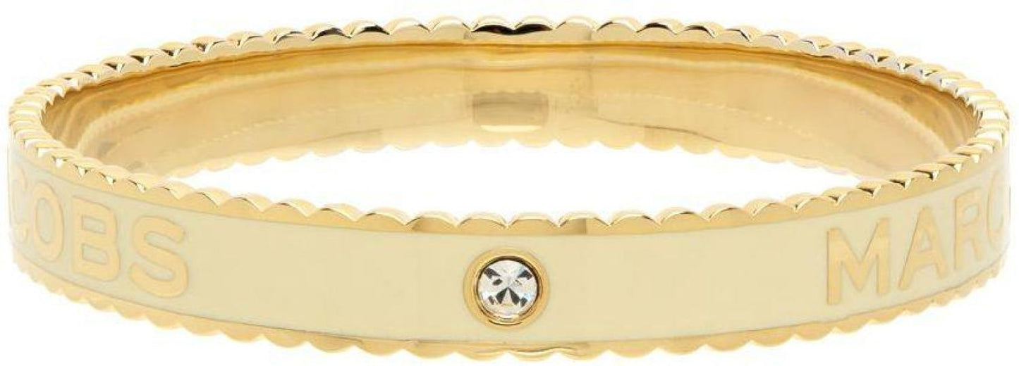 Gold & Beige 'The Medallion Large' Cuff Bracelet