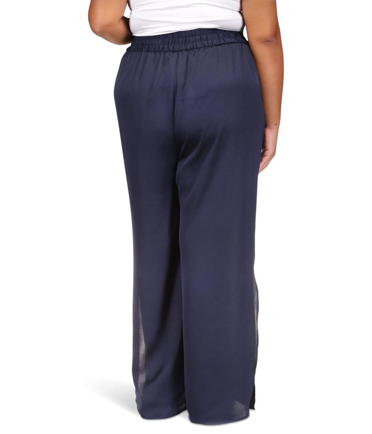 Plus Size Solid High Slit Pants