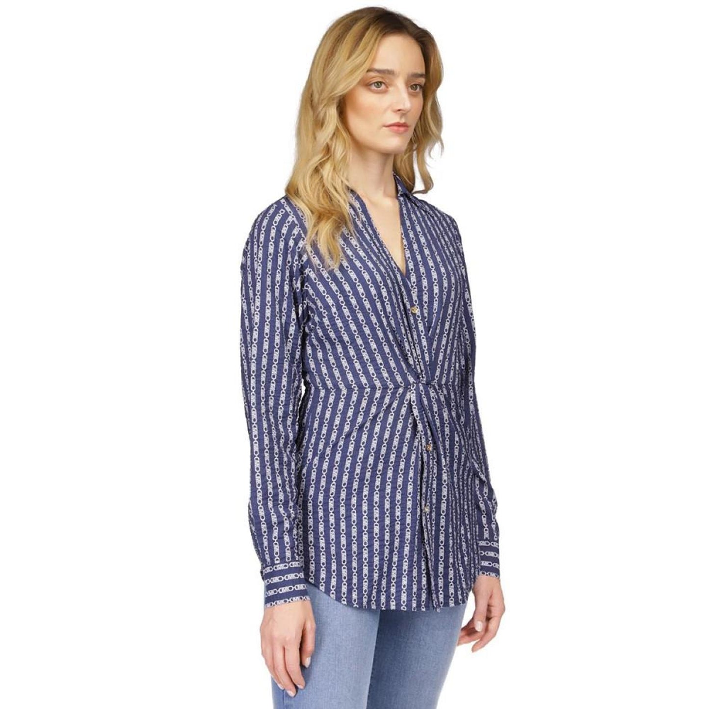 Women's Chain-Print Twist-Front Shirt