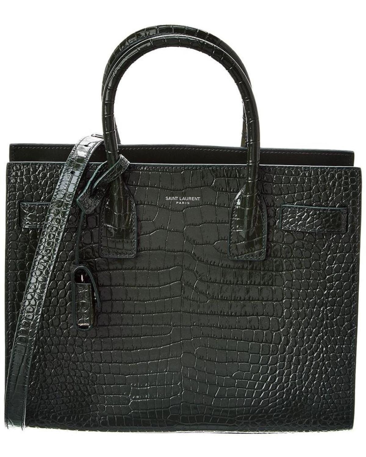 Saint Laurent Sac De Jour Small Croc-Embossed Leather Tote