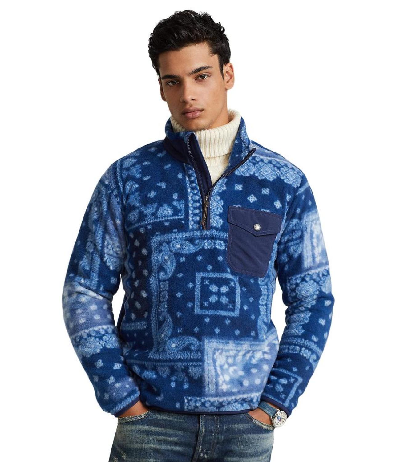 Bandanna Patchwork-Print Fleece Pullover