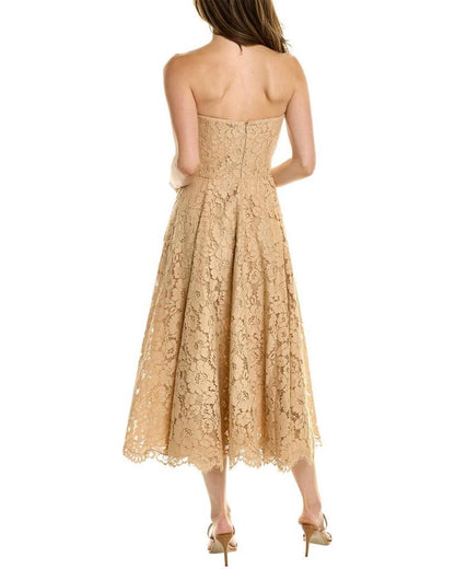 Michael Kors Floral Lace Strapless Dance Dress