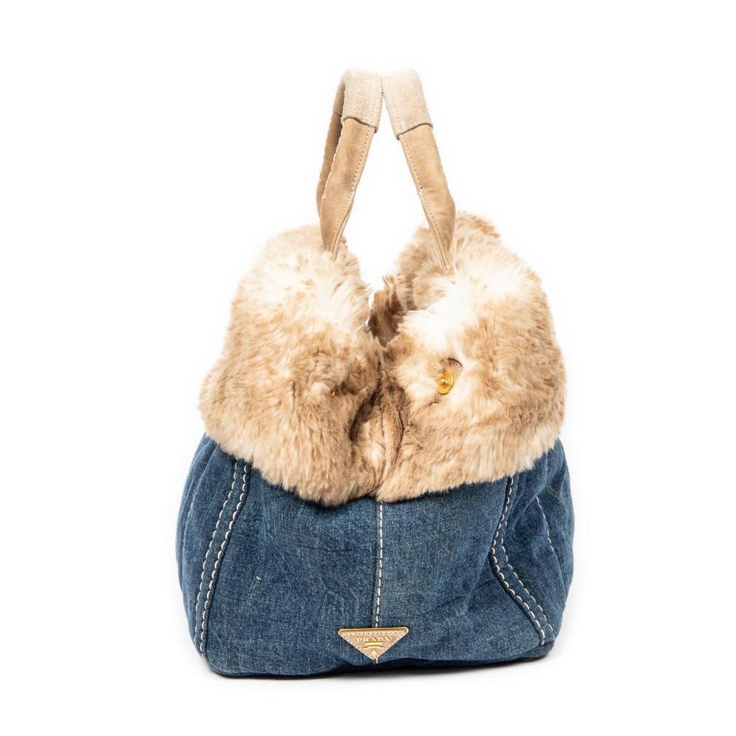 Large Fur Canapa Denim Tote