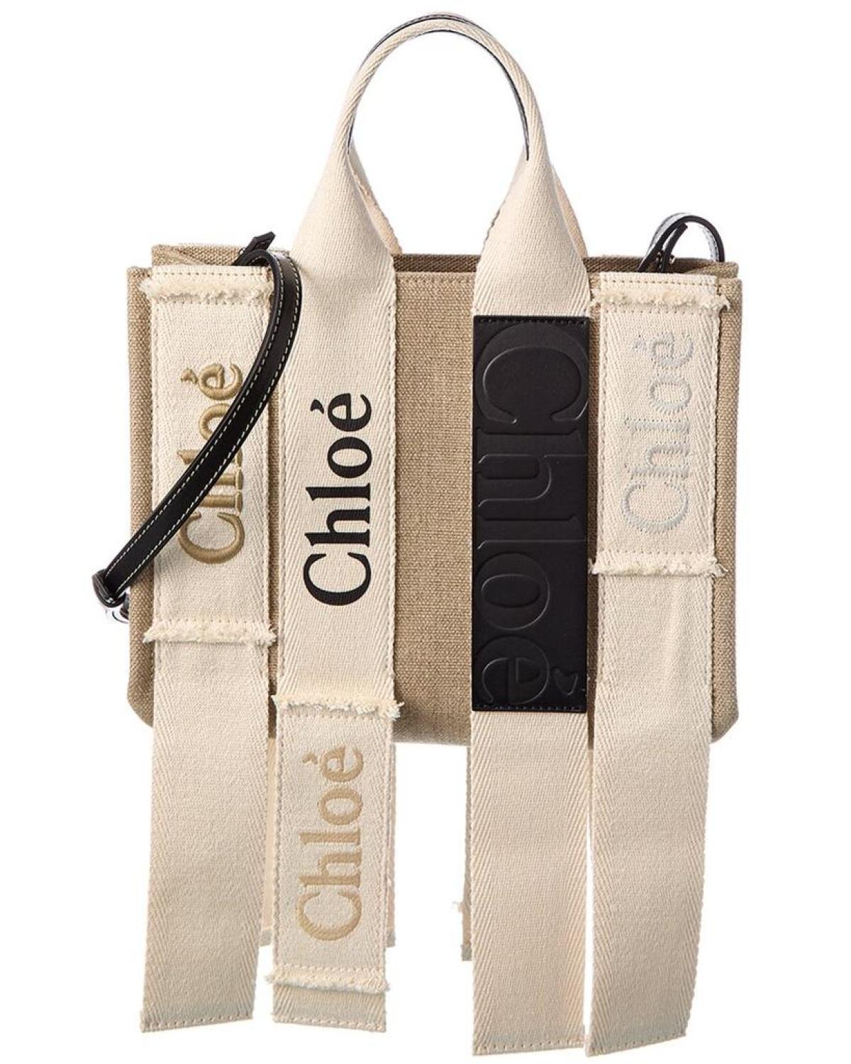 Chloé Woody Small Canvas & Leather Tote