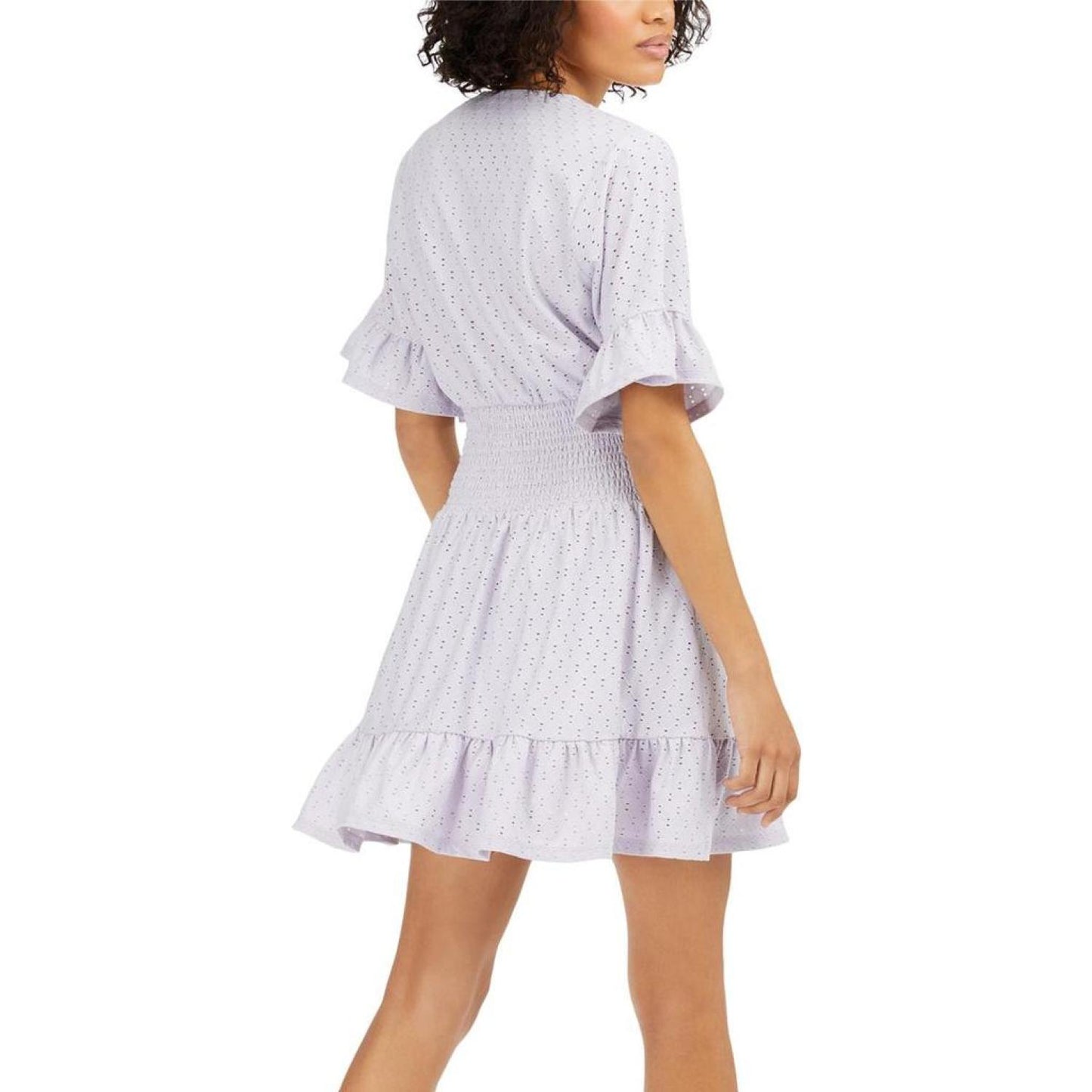 Womens Eyelet Smocked Casual Dress