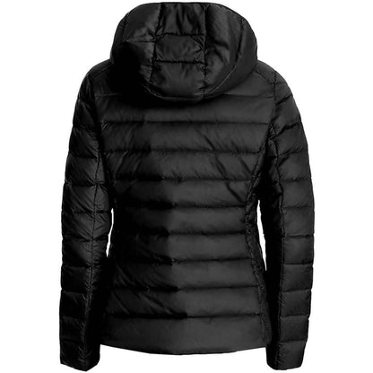 Hooded Down Packable Jacket Coat With Removable Hood In Black