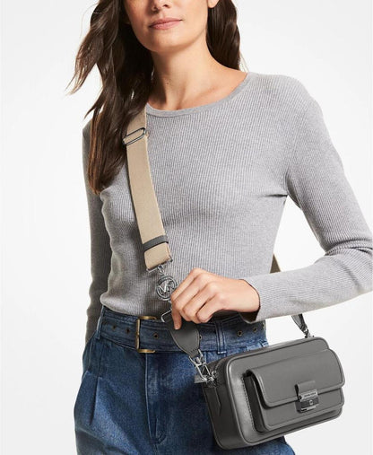 Michael Kors Bradshaw Leather Messenger Camera Crossbody Bag