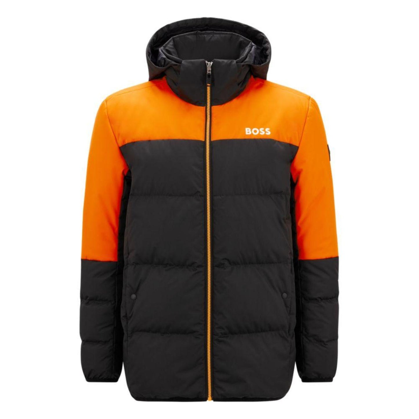 Water-repellent down jacket with logo details