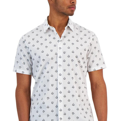 Men's Modern-Fit Stretch Floral Sketch-Print Button-Down Shirt