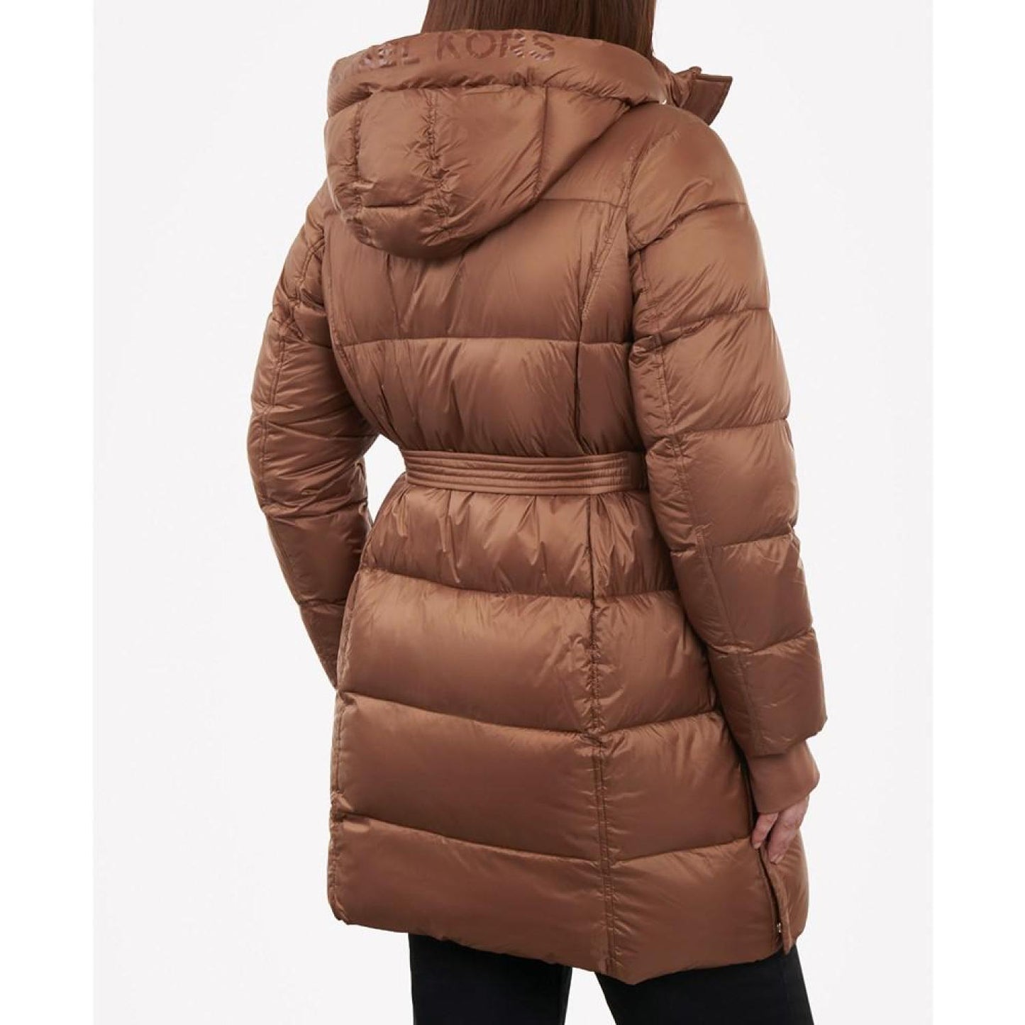 Women's Plus Size Hooded Belted Puffer Coat, Created for Macy's