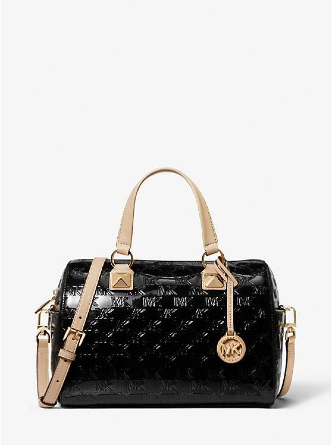 Grayson Medium Logo Embossed Patent Satchel