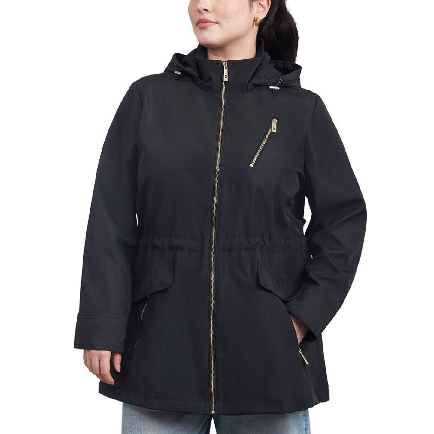 Women's Plus Size Hooded Water-Resistant Anorak Coat