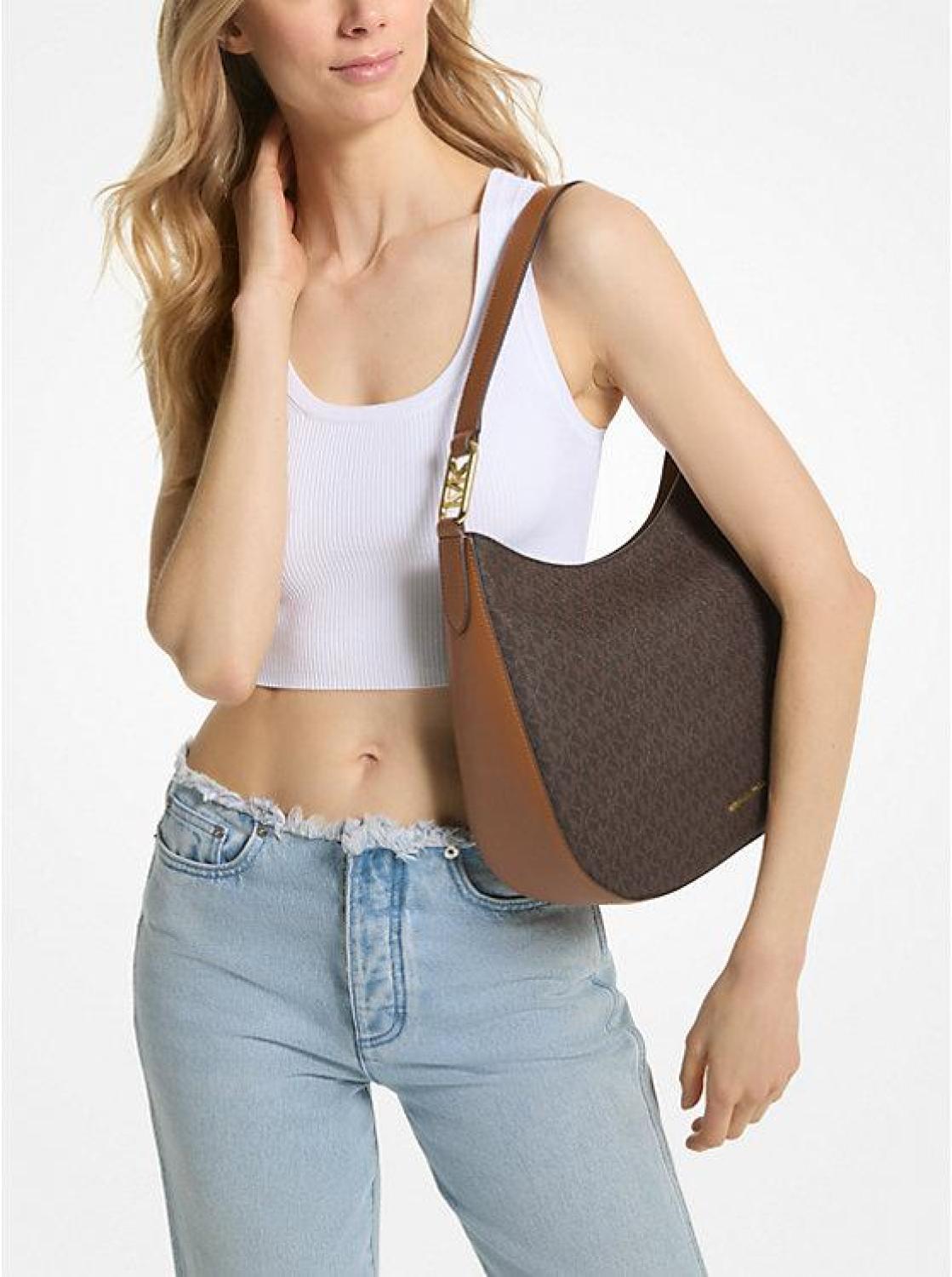 Kensington Large Signature Logo Hobo Shoulder Bag