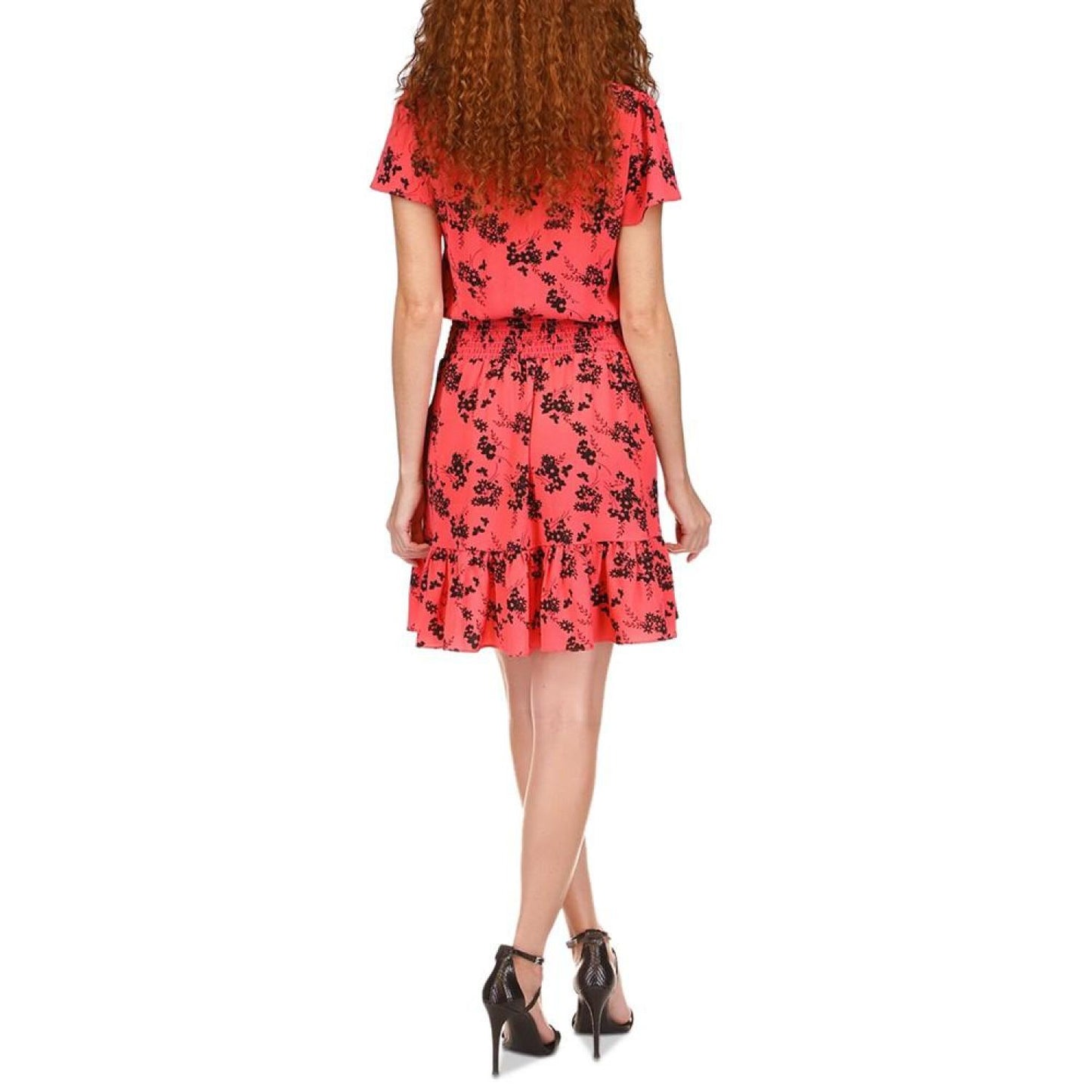 Petite Floral-Print Smocked-Waist Tiered Dress