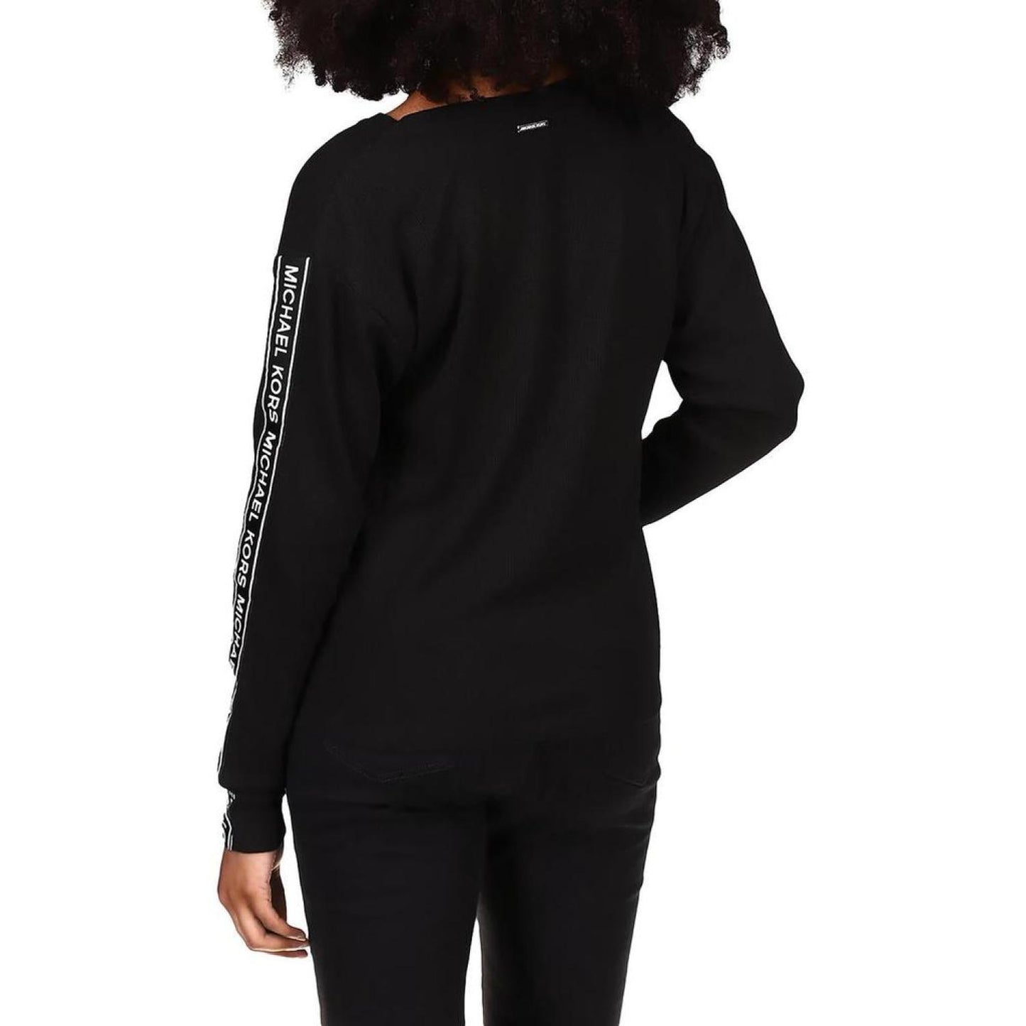 Petites Womens Waffled Logo Blouse