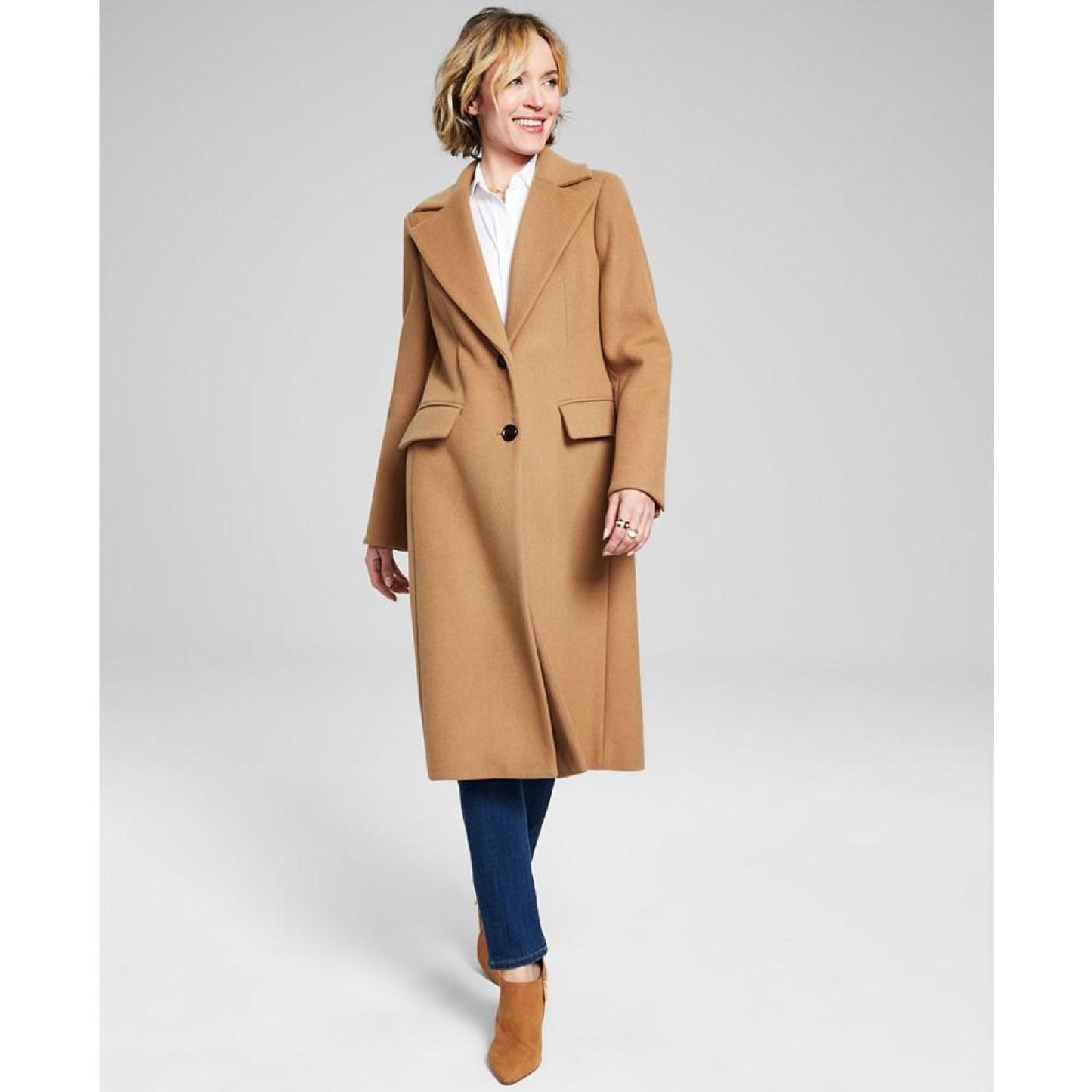 Women's Petite Single-Breasted Coat, Created for Macy's