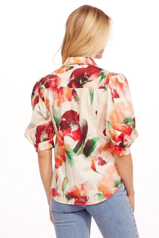 Palmira Top In Wild Poppies