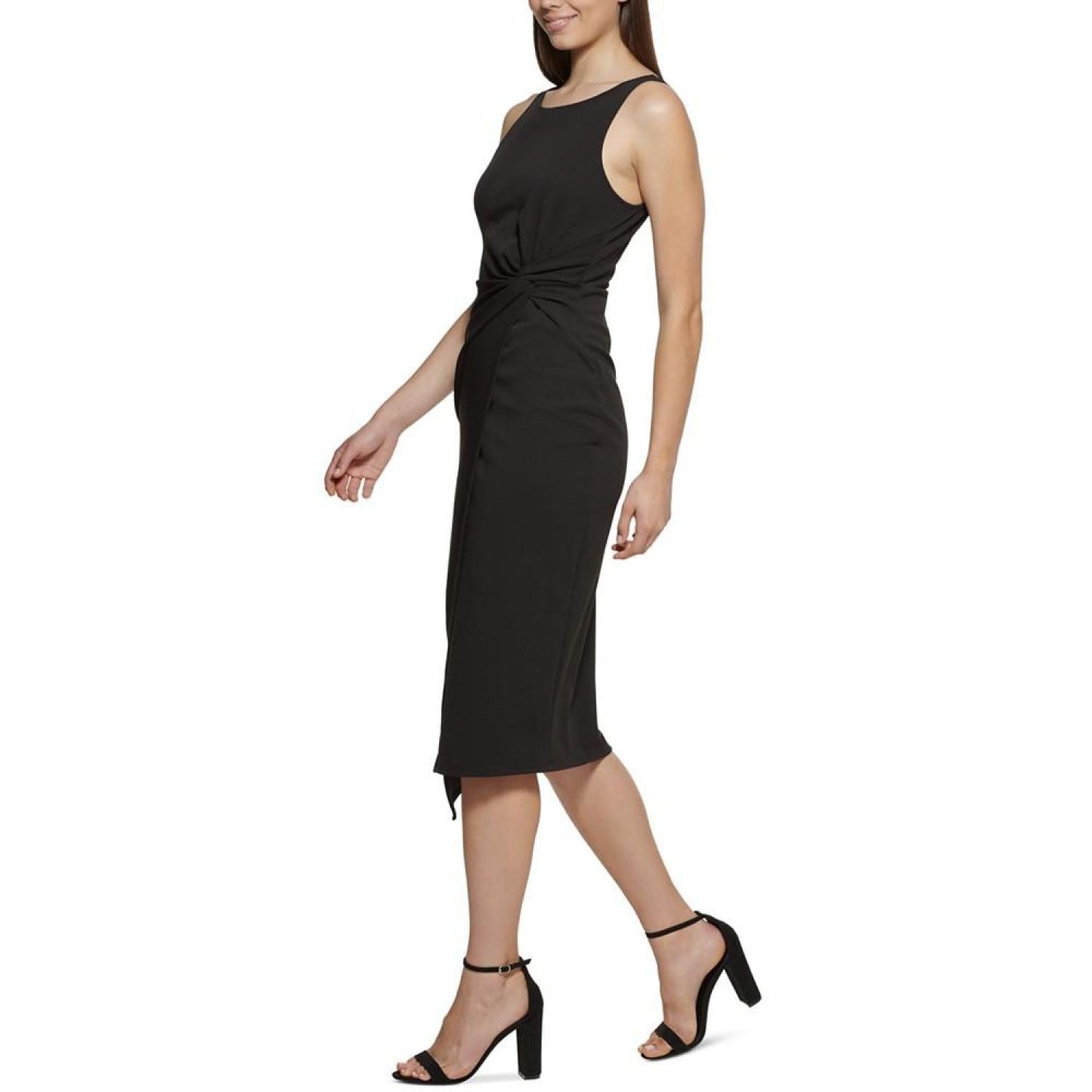 Twist-Front Scuba-Crepe Sheath Dress