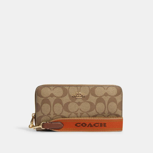 Coach Outlet Long Zip Around Wallet In Signature Canvas