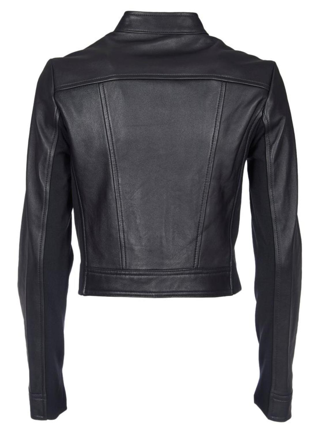 Michael Michael Kors Cropped Leather Biker Jacket