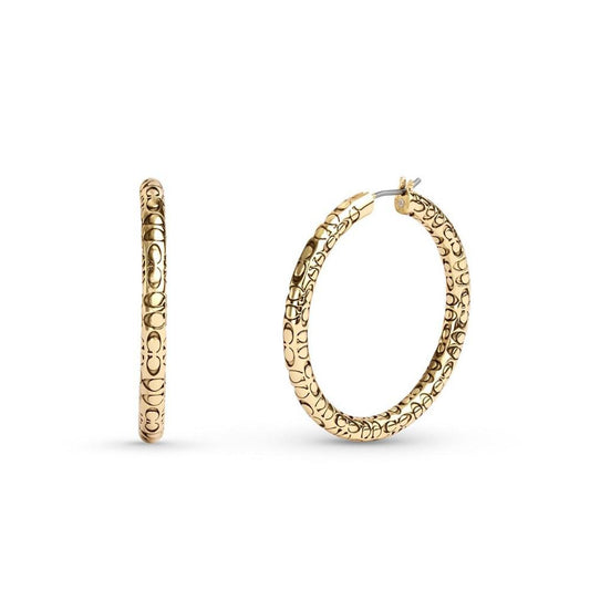 Gold-Tone Signature Quilted Hoop Earrings