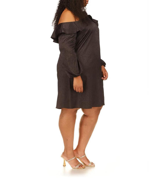 Plus Size Flounce Off Shoulder Mini Dress