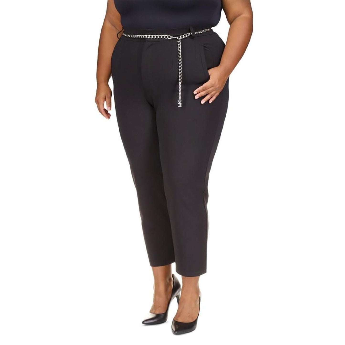 Plus Size Chain-Belt Pants