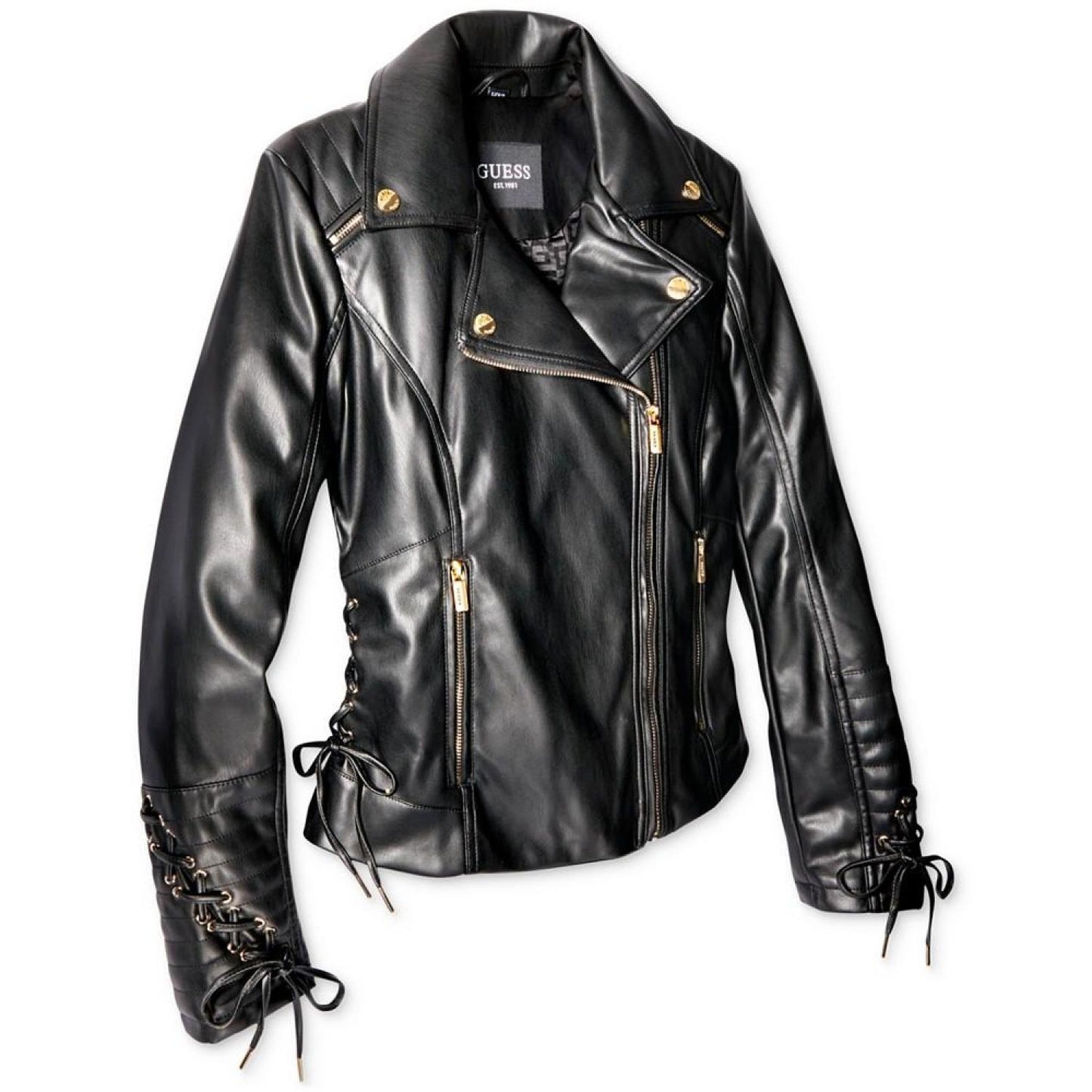 Women's Faux-Leather Asymmetric Moto Coat