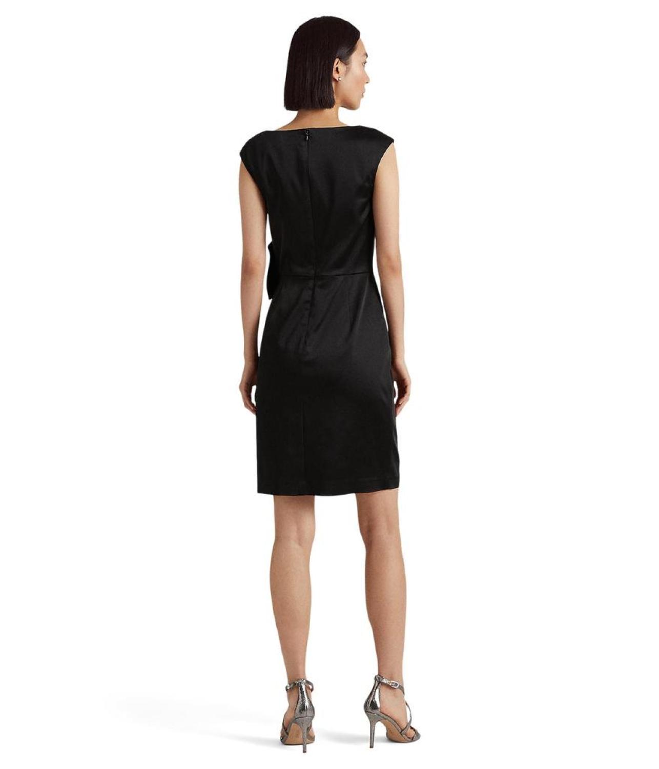 Tie-Waist Charmeuse Cocktail Dress