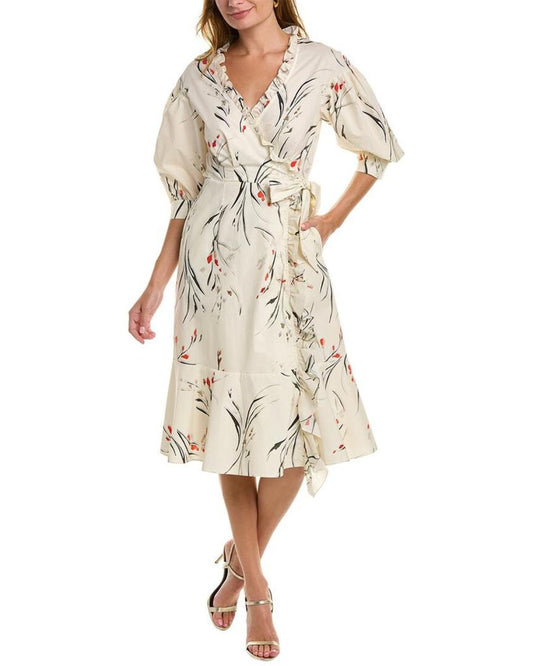 Marchesa Notte Printed Wrap Dress