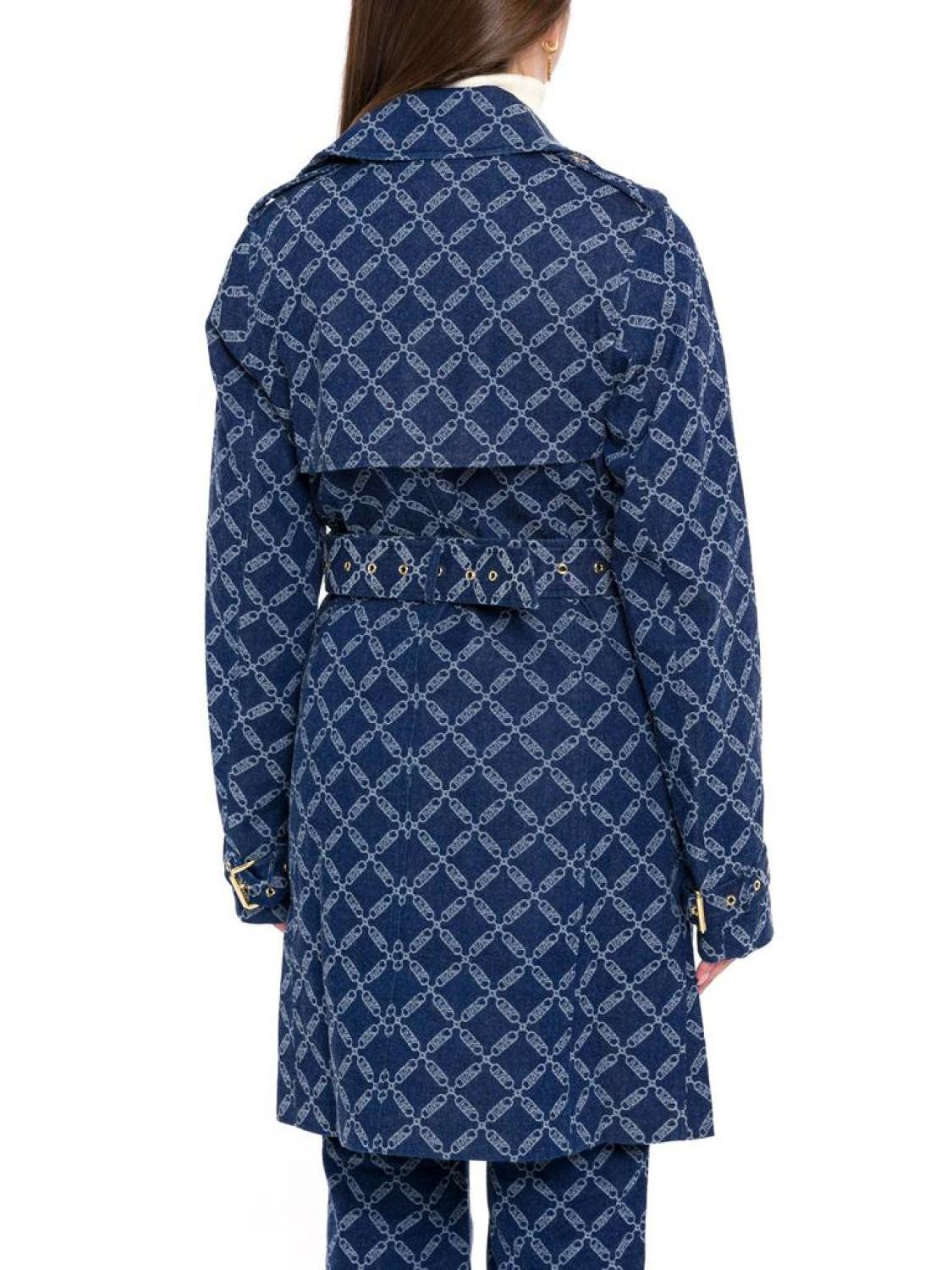 Michael Michael Kors Empire Logo Jacquard Denim Trench Coat