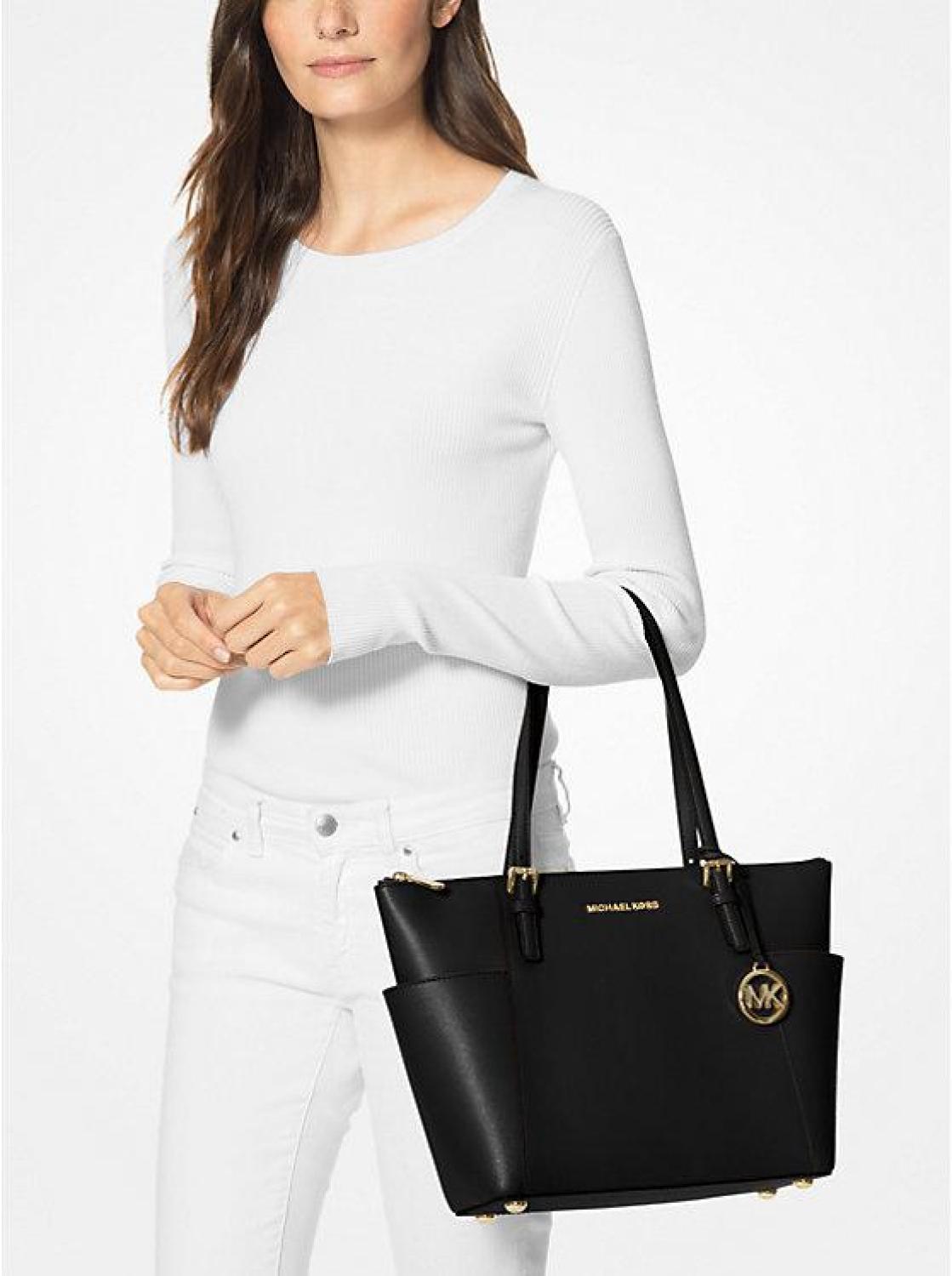 Jet Set Large Crossgrain Leather Top-Zip Tote Bag